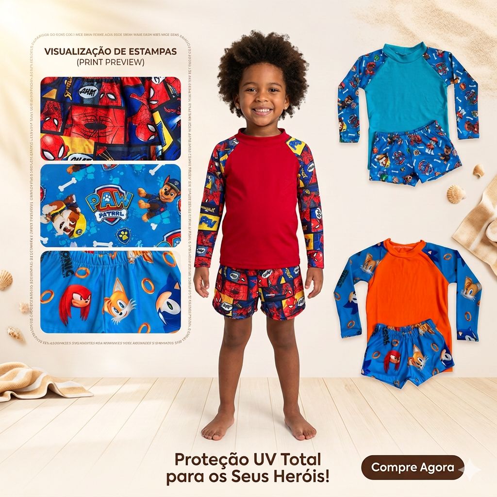 Conjunto Sunga + Camiseta Proteção UV